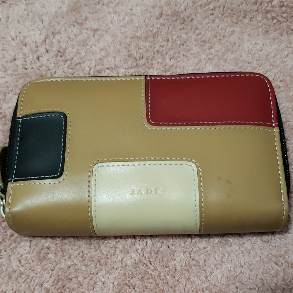 ⭐Jade Women's Color Block Wallet in Red, Tan, Cream, and Black